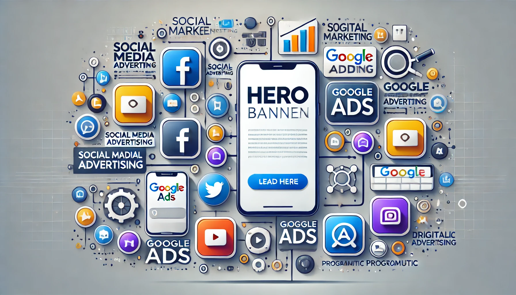 social media advertising, Google Ads, and programmatic advertising